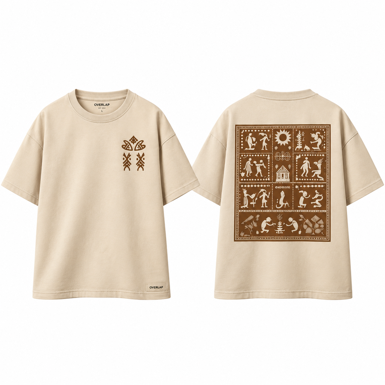 Tribal Heritage Oversized T-Shirt – Beige